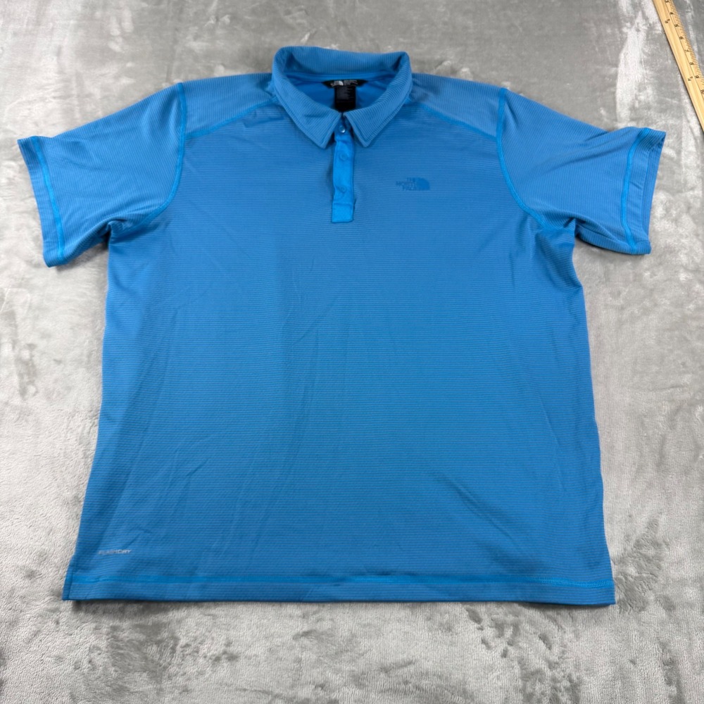 The North Face Polo Shirt Mens XL Blue Flash Dry Performance Snap Button